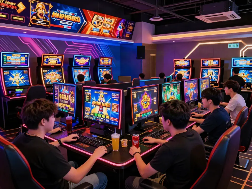 Players enjoying slot gacor games in a vibrant online casino setting.