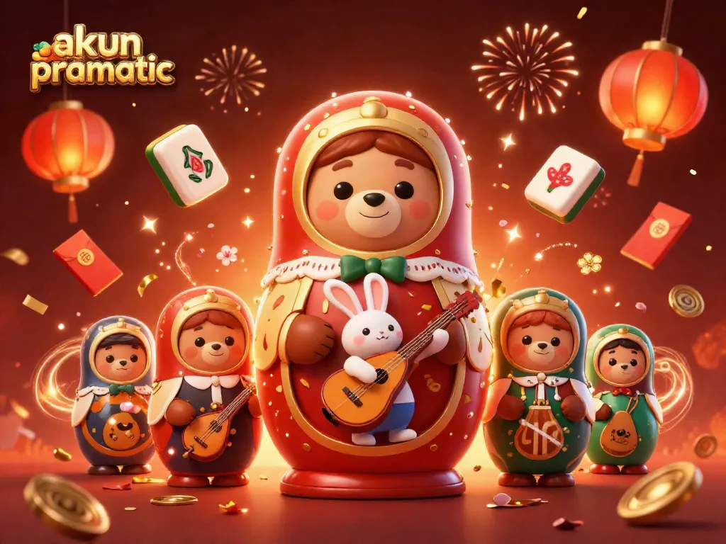 Engage with akun pragmatic in a vibrant casino scene filled with festive elements and colorful characters.