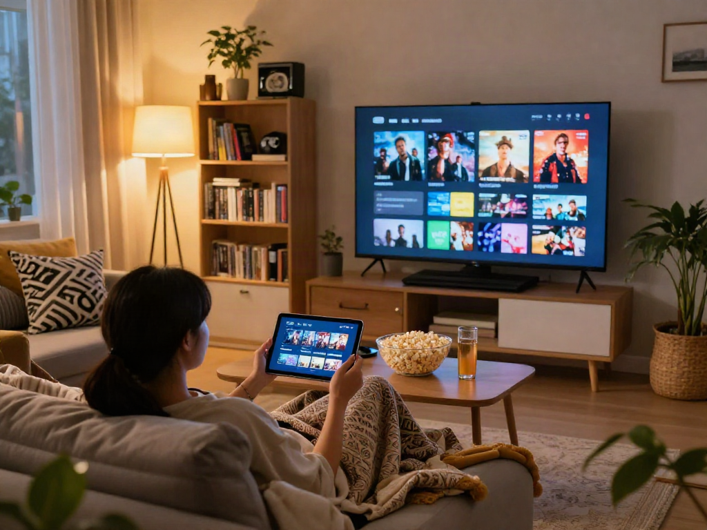 Enjoying the Moviebox app for the ultimate home entertainment experience.