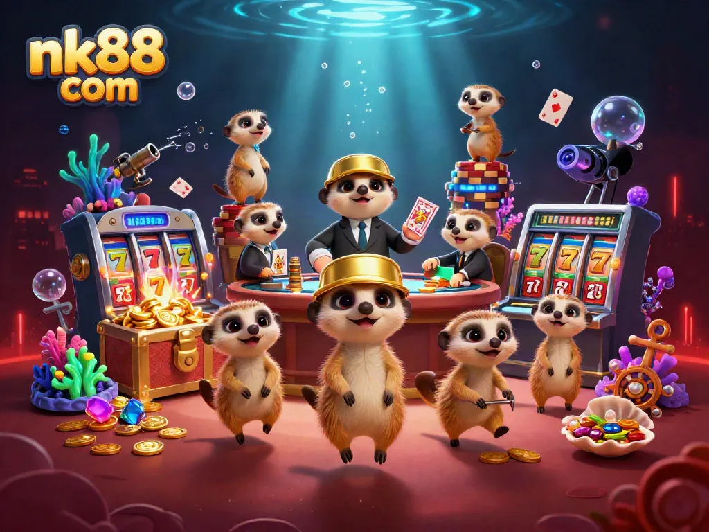 Engage in thrilling gameplay at nk88 com with charming meerkats running a dynamic casino scene.