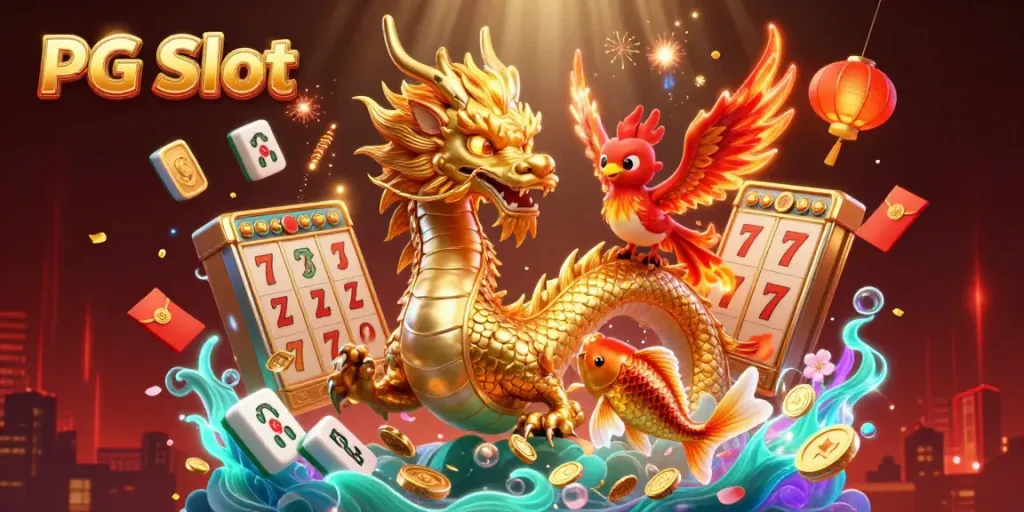 Spin the PG Slot reels to capture jackpots in a vibrant casino scene filled with luck and excitement.