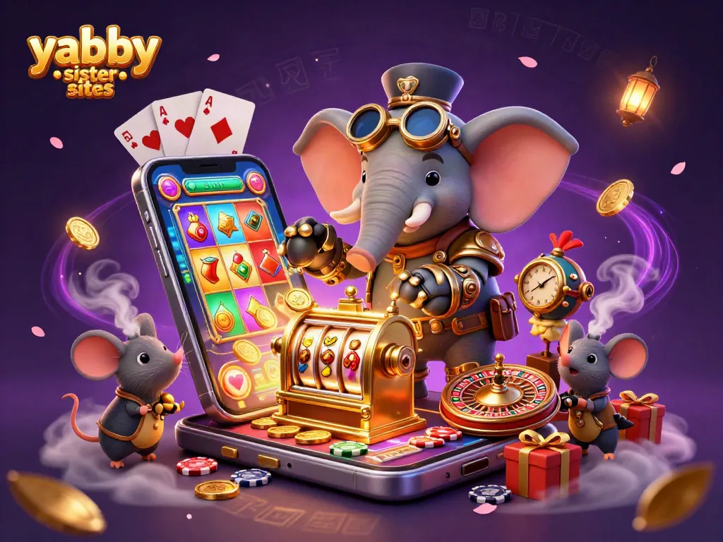 Play and win at yabby sister sites with a lively steampunk casino scene filled with excitement.