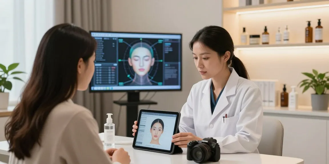 ClinicEvo provides a superior facial analysis experience over QOVES in a modern consultation room.