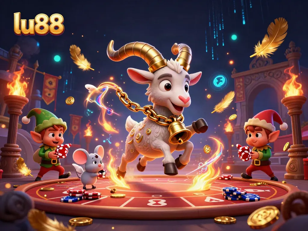 lu88 offers an exciting atmosphere with cartoon characters engaging in thrilling casino activities.