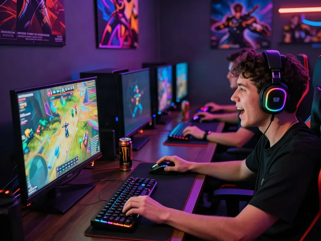Trải nghiệm chơi game trực tuyến tại vvwin với đồ họa sống động và không gian ánh sáng neon