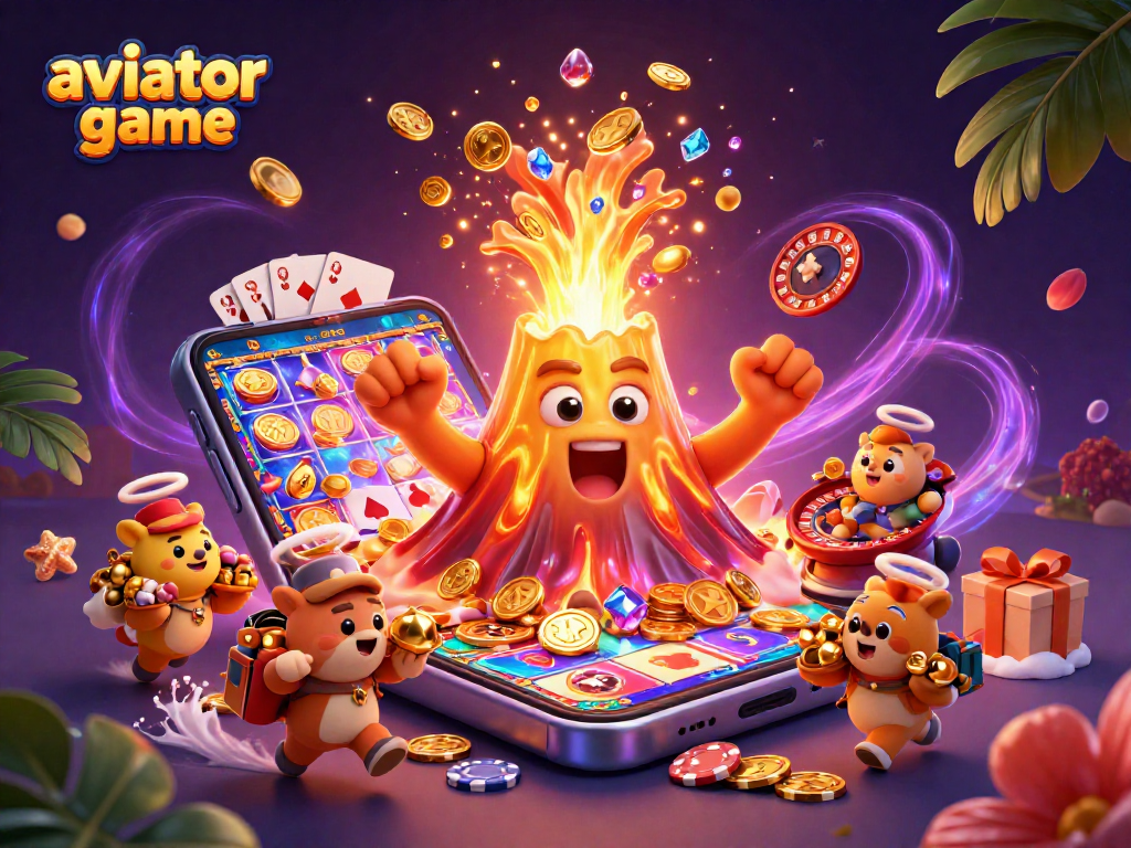 Play the aviator game with golden coins erupting and tiny animals fleeing treasures in a dynamic 3D illustration.