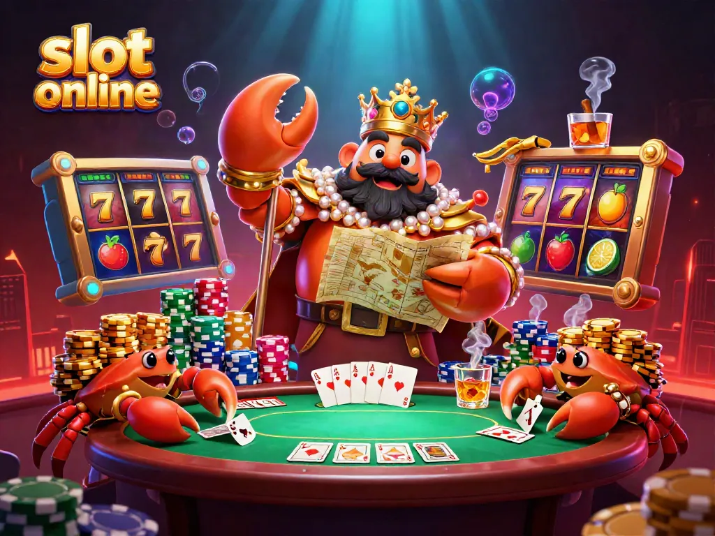 Experience thrilling slot online action with vibrant symbols and colorful characters in this dynamic 3D illustration.