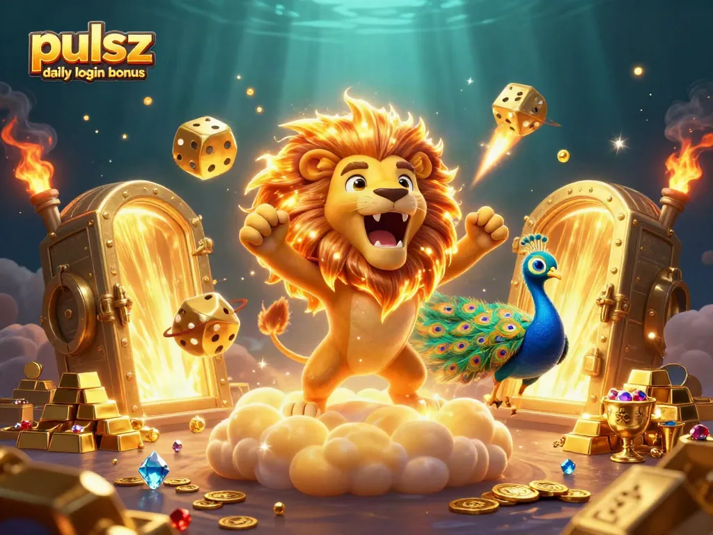 Experience the pulsz daily login bonus and unlock vibrant rewards in this captivating casino-themed scene.