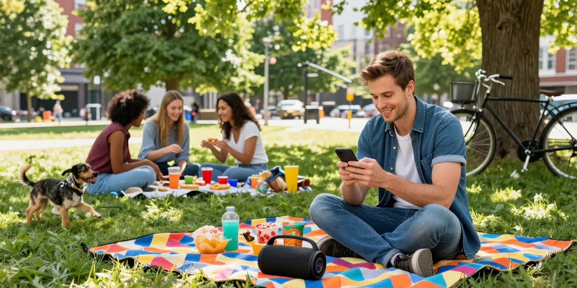 How old do I look? Friends enjoying a sunny picnic in the park.