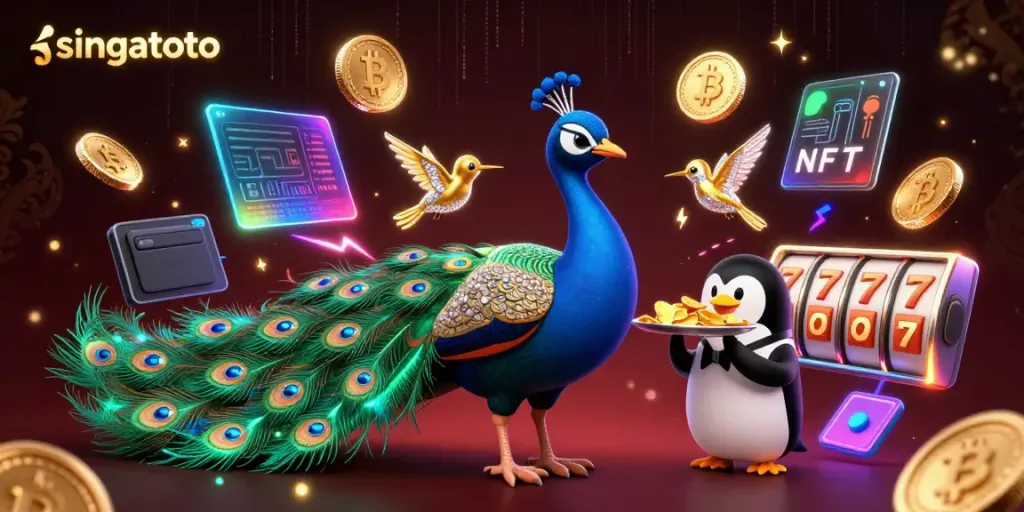 Experience the vibrant world of singatoto with a lively 3D casino illustration featuring intricate characters and gaming elements.