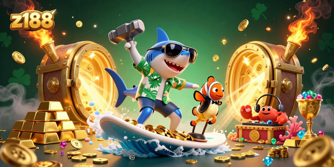 Experience the excitement of z188 with a dynamic underwater scene featuring winning casino elements.