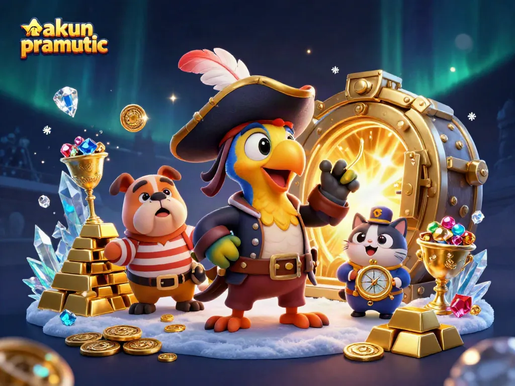 Engage with the akun pragmatic gaming experience in a dynamic pirate-themed casino scene filled with treasures.