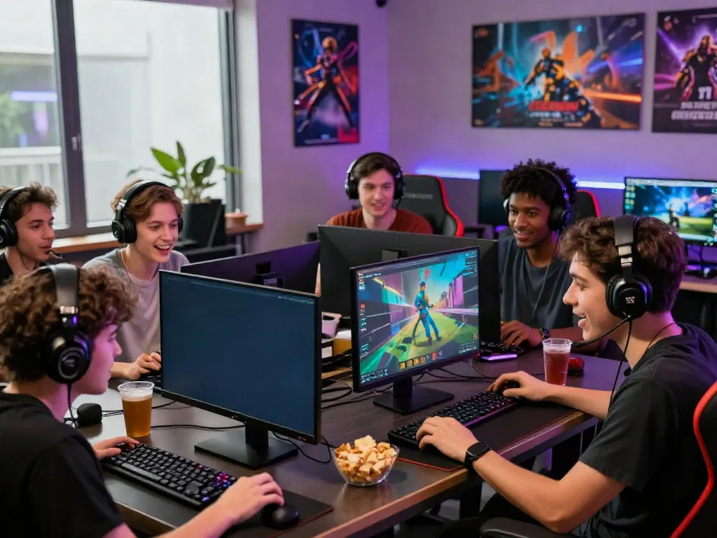 Exciting gaming session on QQMacan platform with diverse players engaged, showcasing vibrant visuals and dynamic interaction.