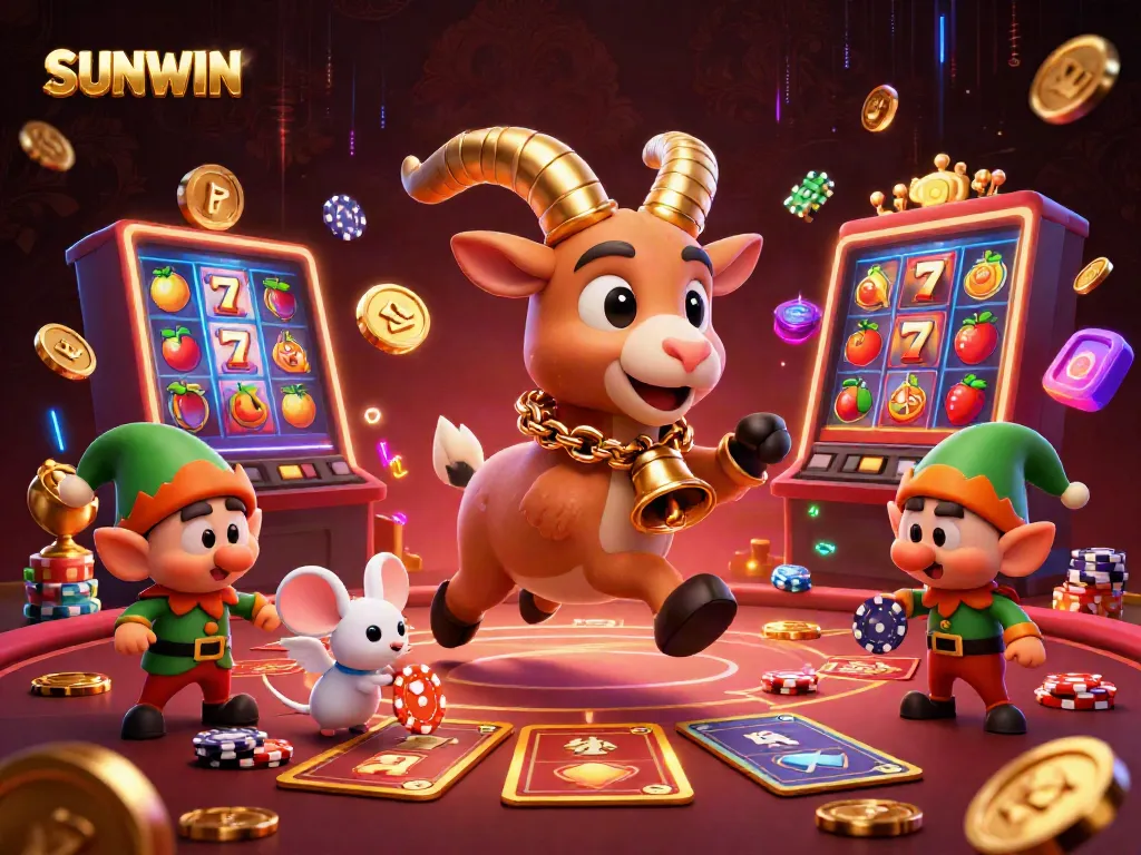 Experience the thrilling slot action at SUNWIN's vibrant online casino with engaging 3D characters.
