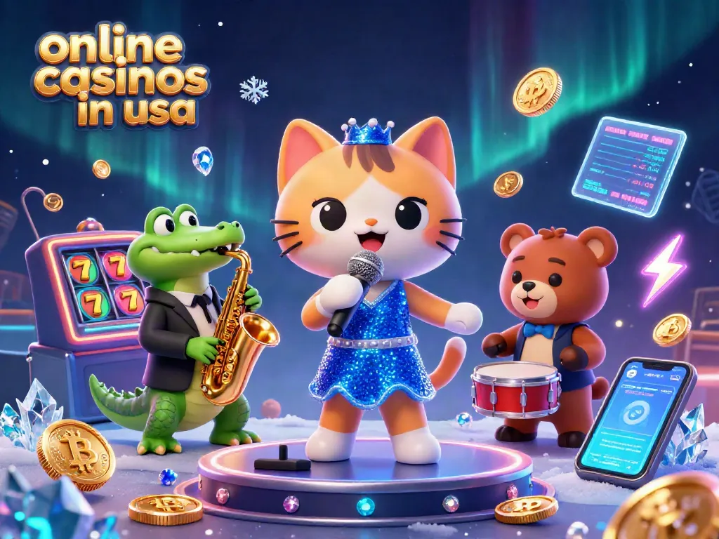 Experience the excitement of online casinos in usa with a vibrant casino scene featuring quirky characters.