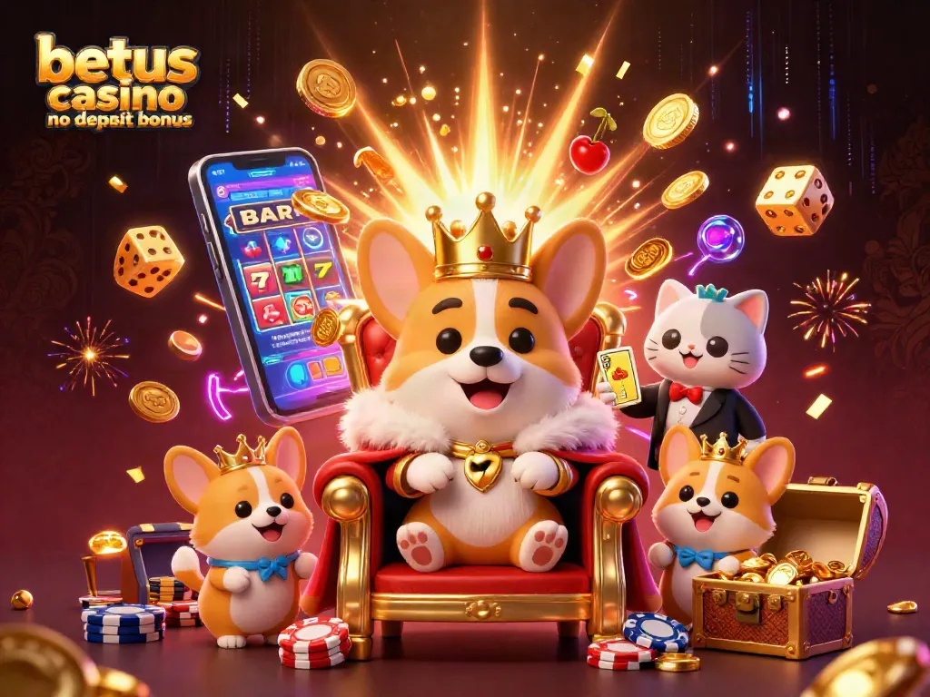 Experience the excitement of betus casino no deposit bonus with a royal corgi and jackpot visuals!