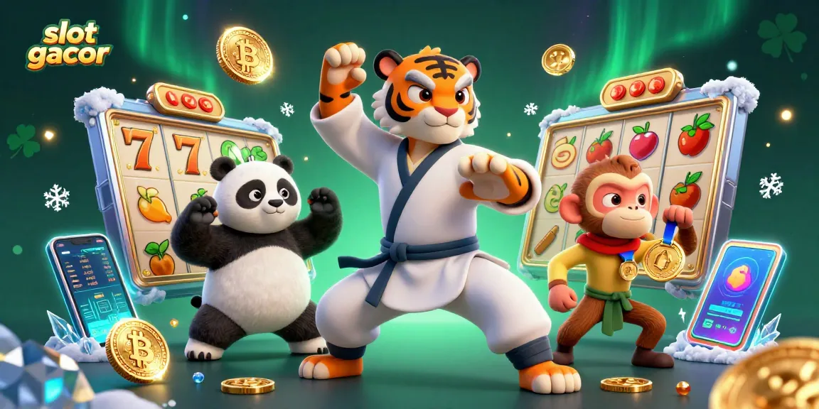 Engage with slot gacor gameplay in an exciting 3D casino illustration featuring animated characters.