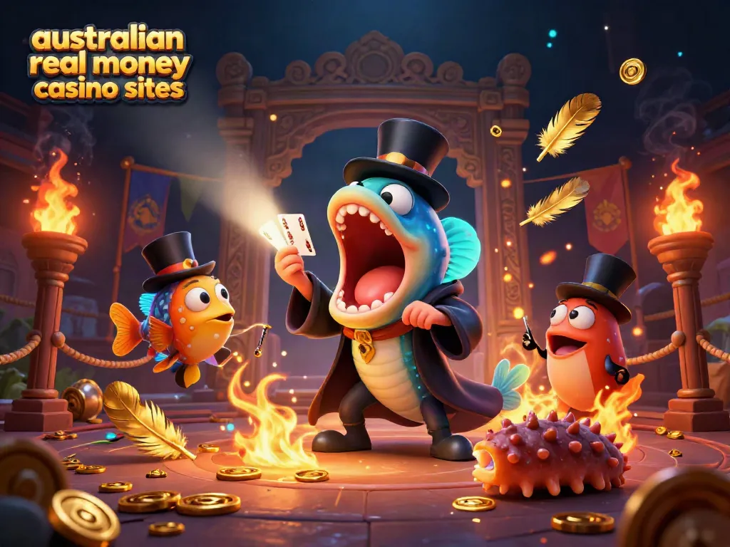 Card tricks at australian real money casino sites featuring a gulper eel magician and an anglerfish spotlight