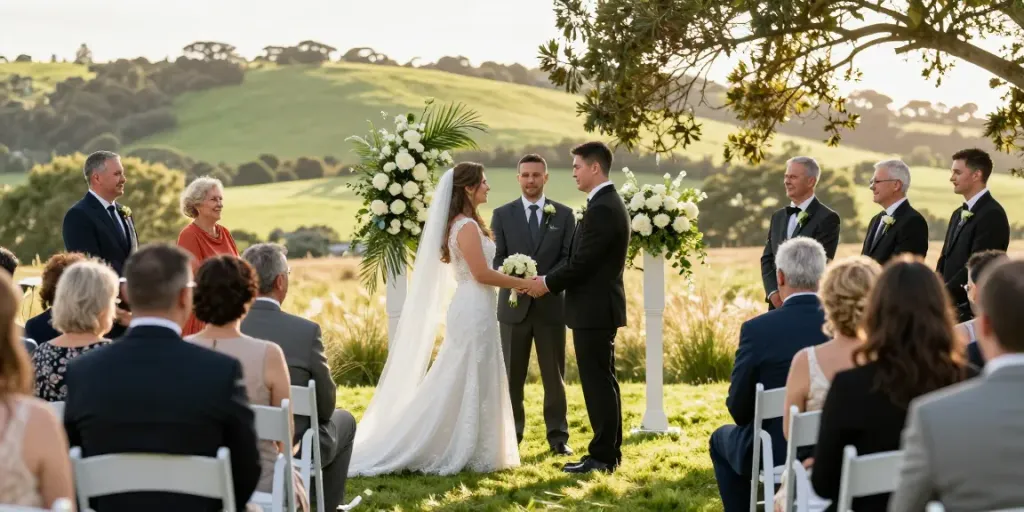 Documentary wedding photographer in Dunedin capturing a heartfelt ceremony with emotional moments and natural beauty.