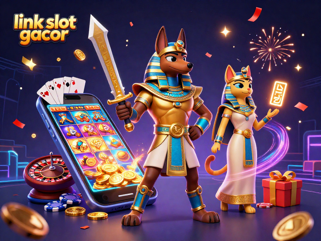 Spin the reels with link slot gacor in this vibrant 3D casino scene packed with action and excitement.